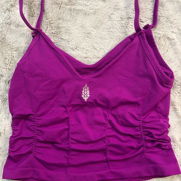 NWOT Free People Good Karma Ruched Crop Tank XS/S Deep Mulberry $19 - Picture 2 of 9